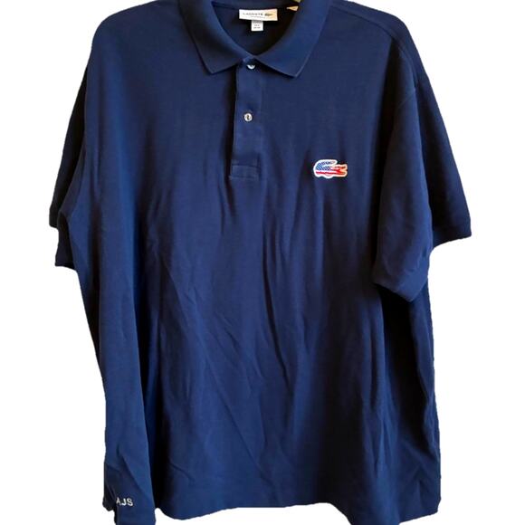 Lacoste Polo Shirt American Flag Logo Mens 4XL European 9, USA Alligator RARE !! - Picture 6 of 14